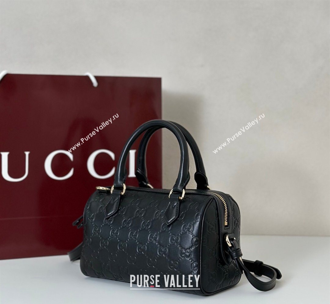 Gucci GG Emblem Leather Small Boston Bag Black 2026 848889 (DLH-260128003)