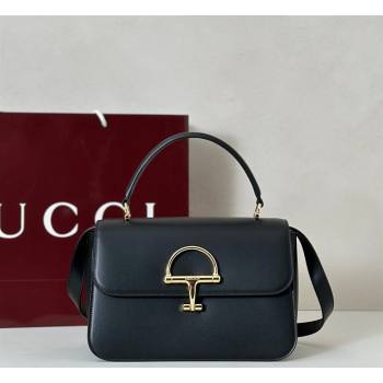 Gucci Siena Leather medium top handle bag with Half Horsebit Black 2026 855535 (DLH-260128008)