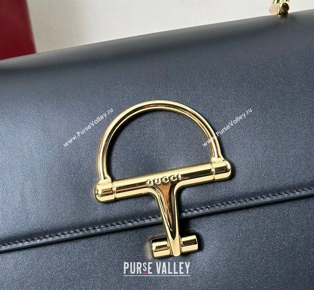 Gucci Siena Leather medium top handle bag with Half Horsebit Black 2026 855535 (DLH-260128008)