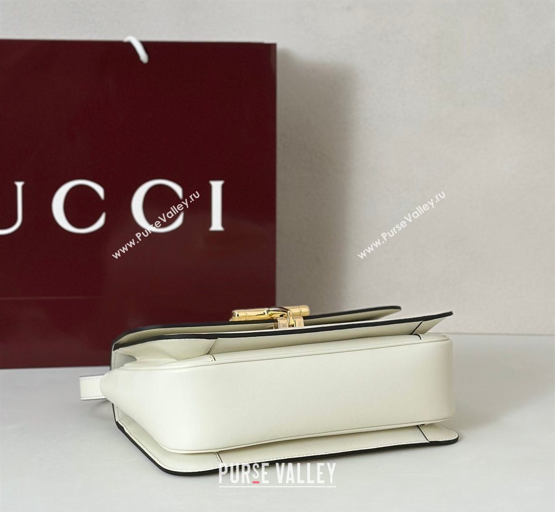 Gucci Siena Leather medium top handle bag with Half Horsebit White 2026 855535 (DLH-260128009)