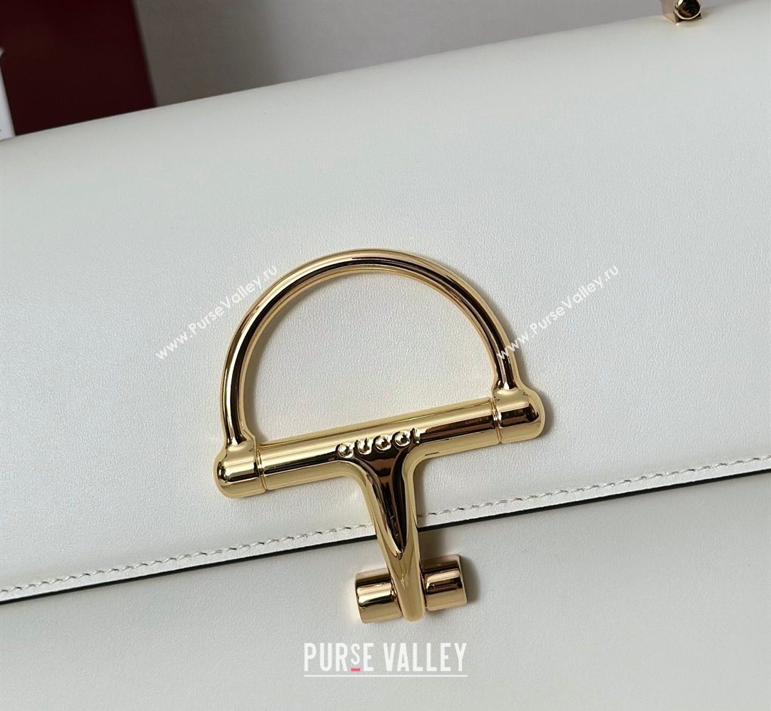 Gucci Siena Leather medium top handle bag with Half Horsebit White 2026 855535 (DLH-260128009)