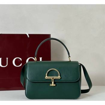 Gucci Siena Leather medium top handle bag with Half Horsebit Green 2026 855535 (DLH-260128010)
