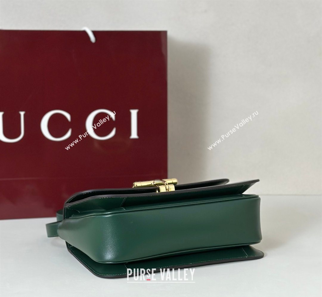 Gucci Siena Leather medium top handle bag with Half Horsebit Green 2026 855535 (DLH-260128010)