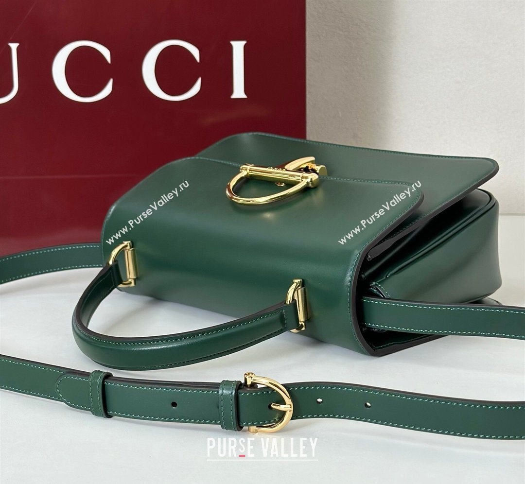 Gucci Siena Leather medium top handle bag with Half Horsebit Green 2026 855535 (DLH-260128010)