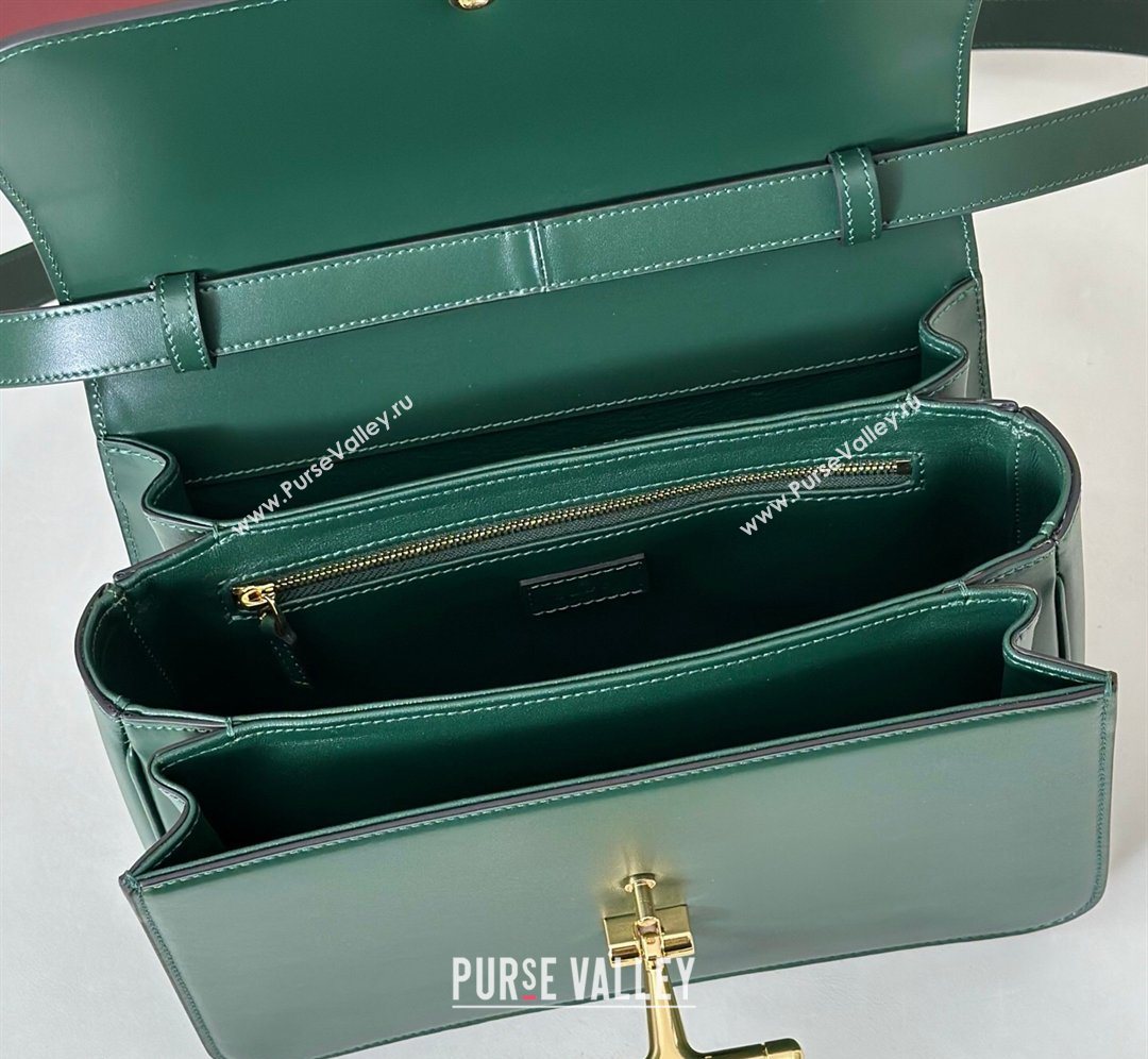 Gucci Siena Leather medium top handle bag with Half Horsebit Green 2026 855535 (DLH-260128010)