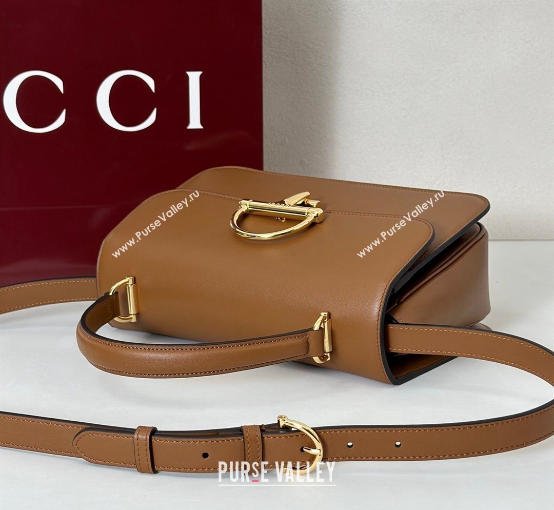 Gucci Siena Leather medium top handle bag with Half Horsebit Brown 2026 855535 (DLH-260128011)