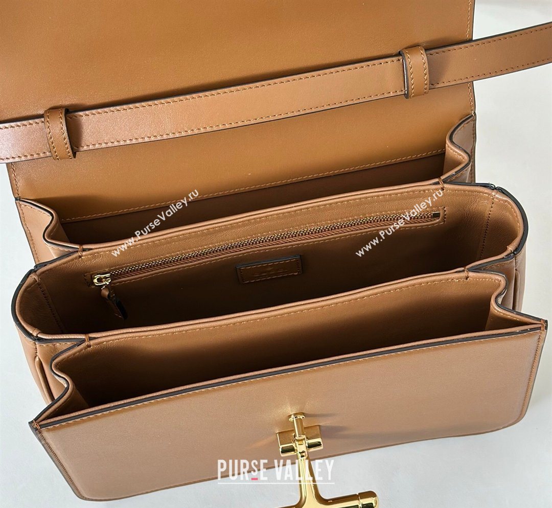 Gucci Siena Leather medium top handle bag with Half Horsebit Brown 2026 855535 (DLH-260128011)