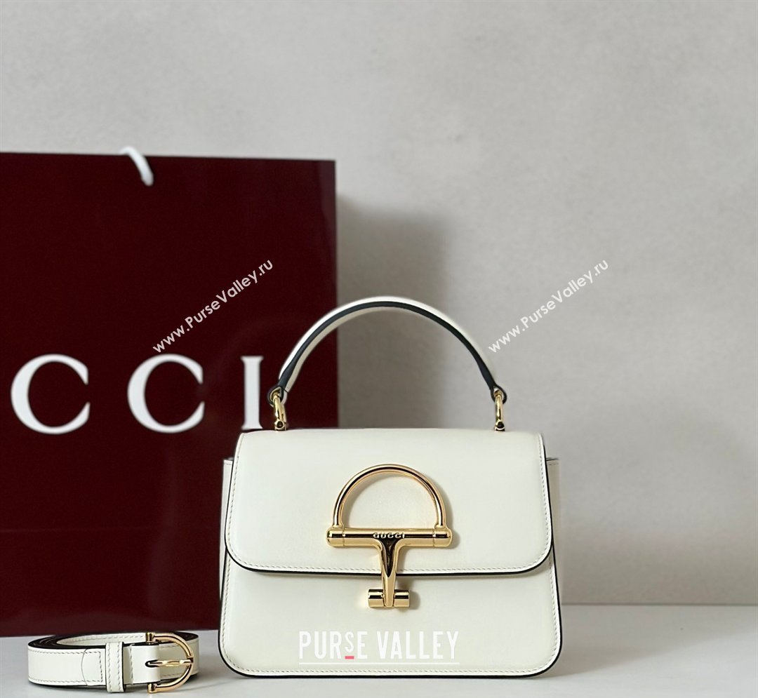 Gucci Siena Leather small top handle bag with Half Horsebit White 2026 855536 (DLH-260128012)