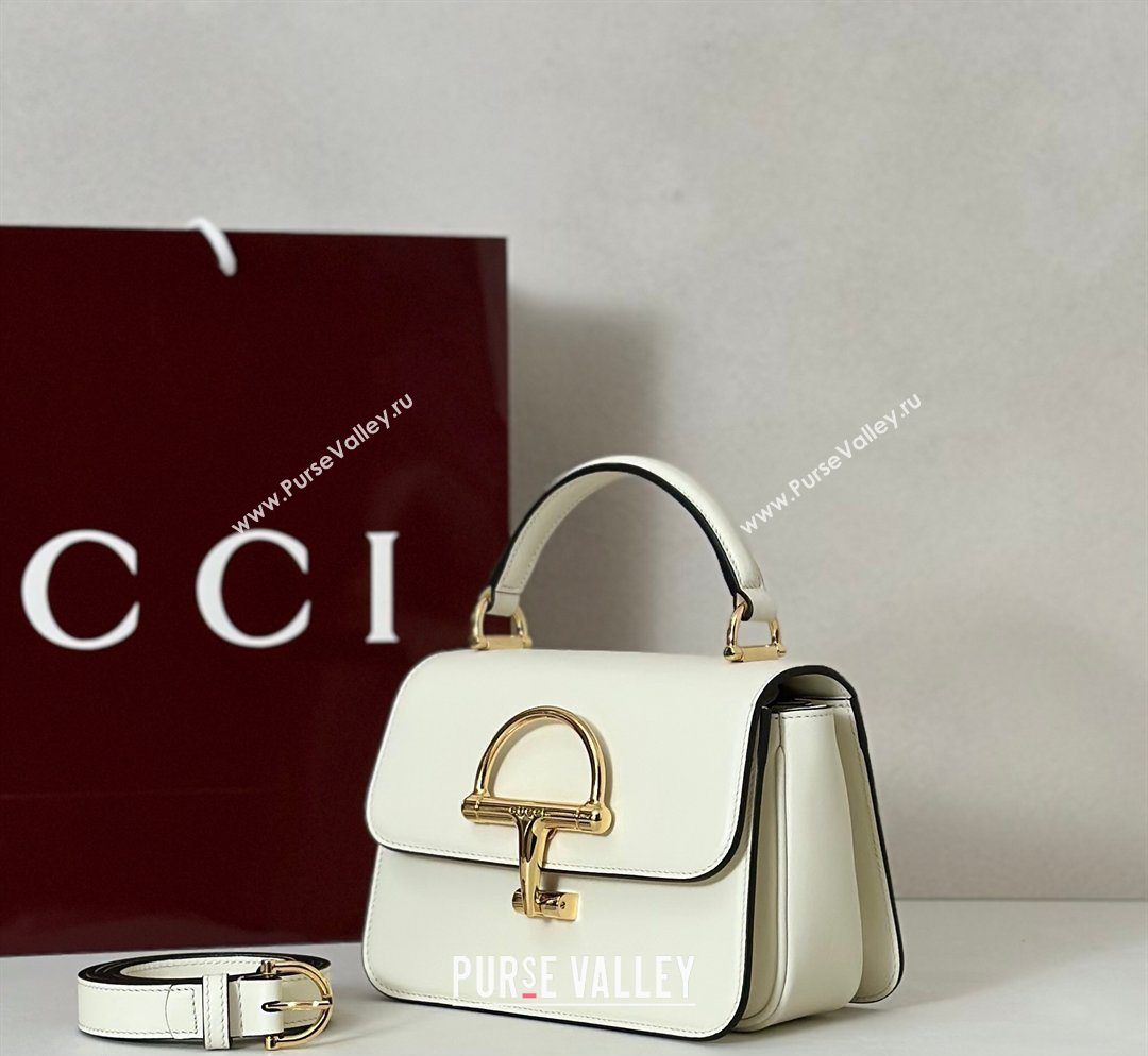 Gucci Siena Leather small top handle bag with Half Horsebit White 2026 855536 (DLH-260128012)