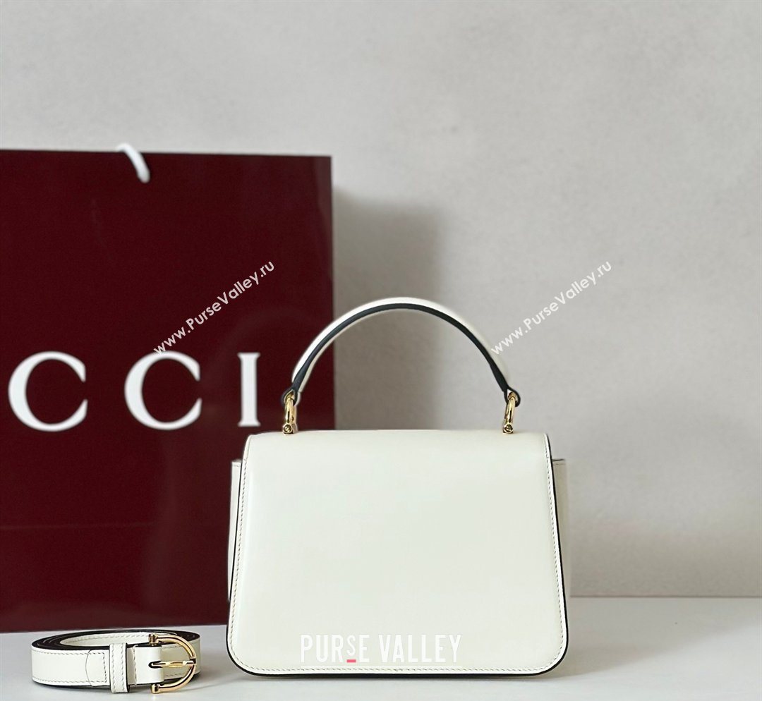 Gucci Siena Leather small top handle bag with Half Horsebit White 2026 855536 (DLH-260128012)