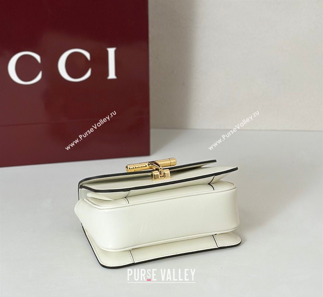 Gucci Siena Leather small top handle bag with Half Horsebit White 2026 855536 (DLH-260128012)