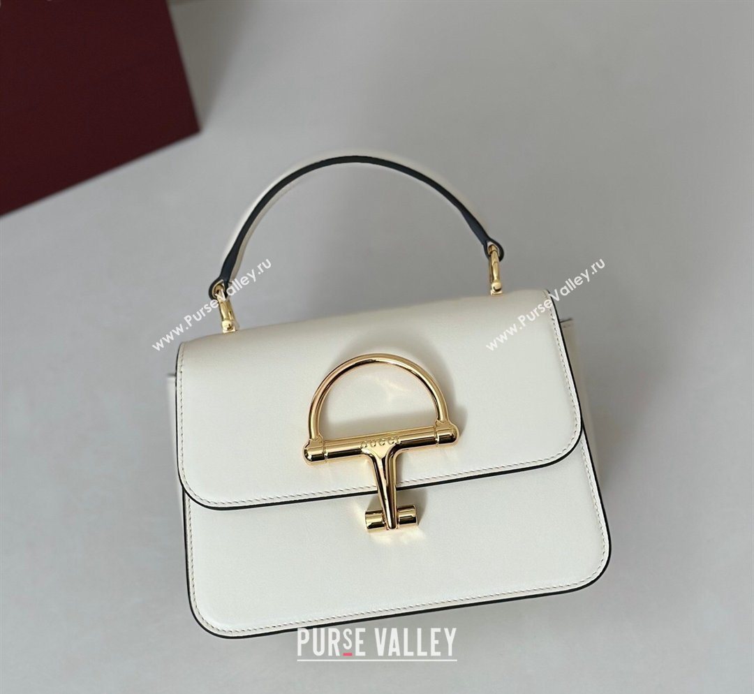 Gucci Siena Leather small top handle bag with Half Horsebit White 2026 855536 (DLH-260128012)
