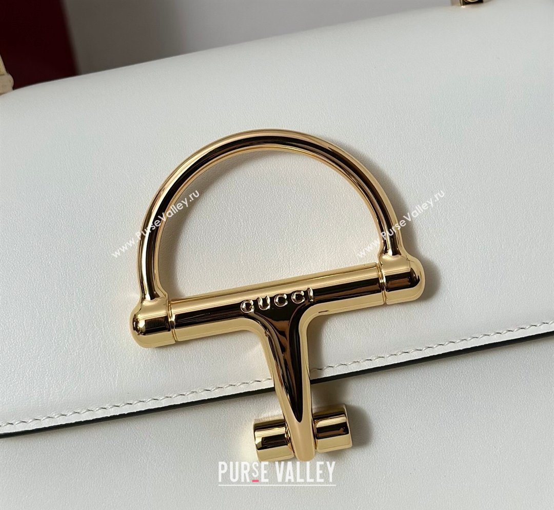 Gucci Siena Leather small top handle bag with Half Horsebit White 2026 855536 (DLH-260128012)