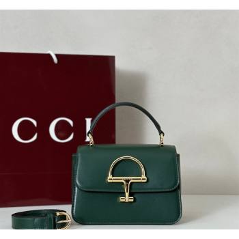 Gucci Siena Leather small top handle bag with Half Horsebit Green 2026 855536 (DLH-260128013)