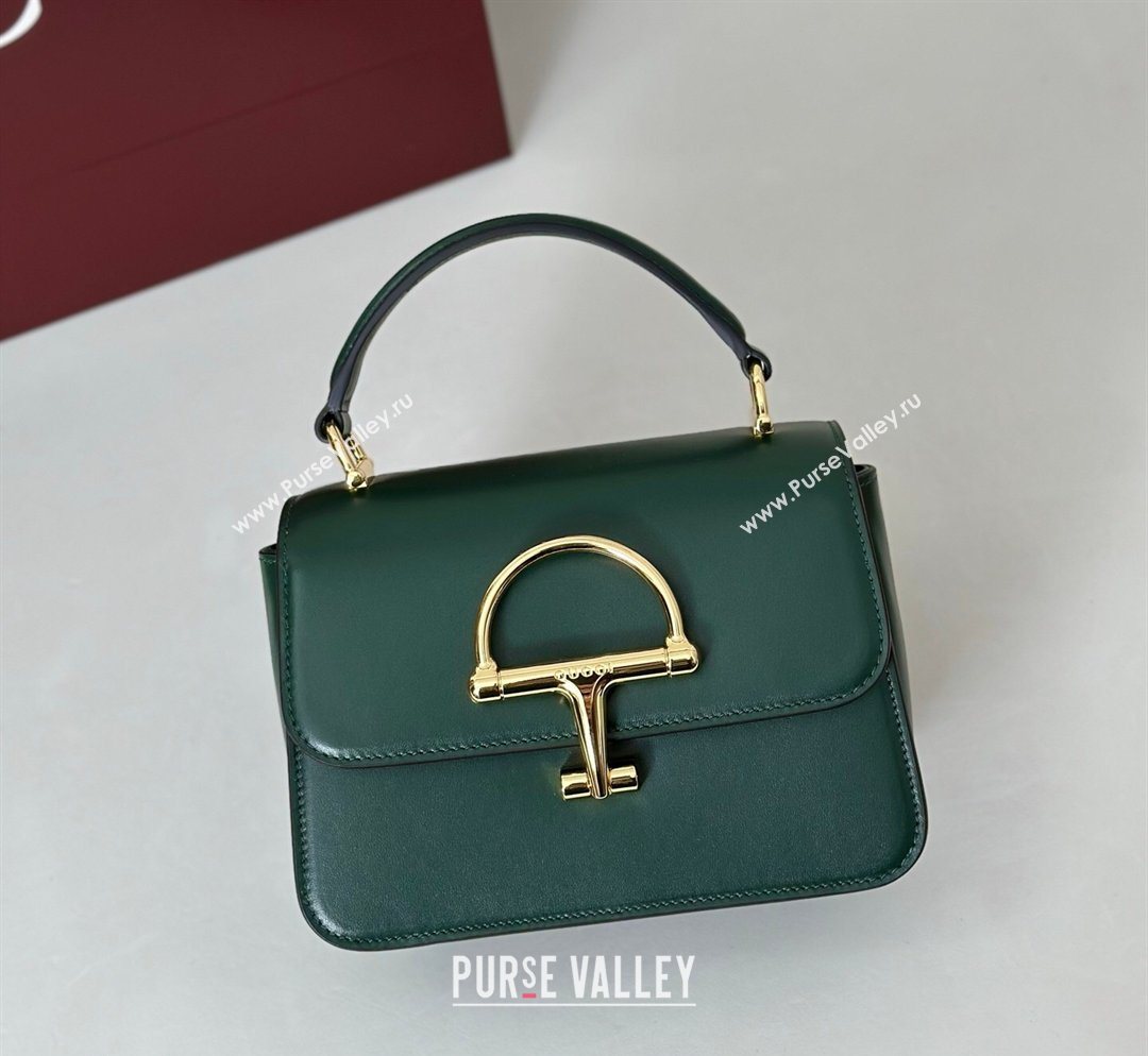 Gucci Siena Leather small top handle bag with Half Horsebit Green 2026 855536 (DLH-260128013)