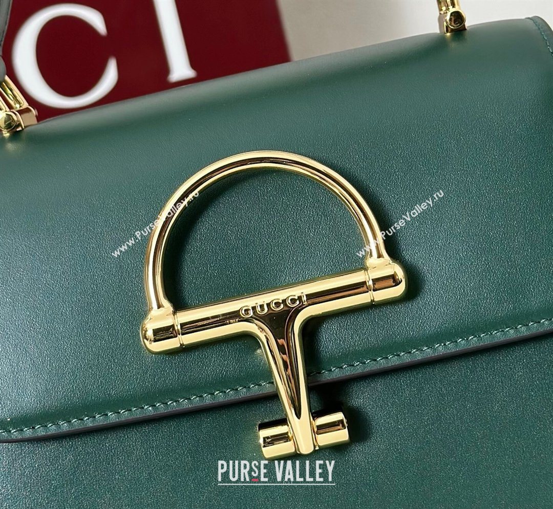 Gucci Siena Leather small top handle bag with Half Horsebit Green 2026 855536 (DLH-260128013)