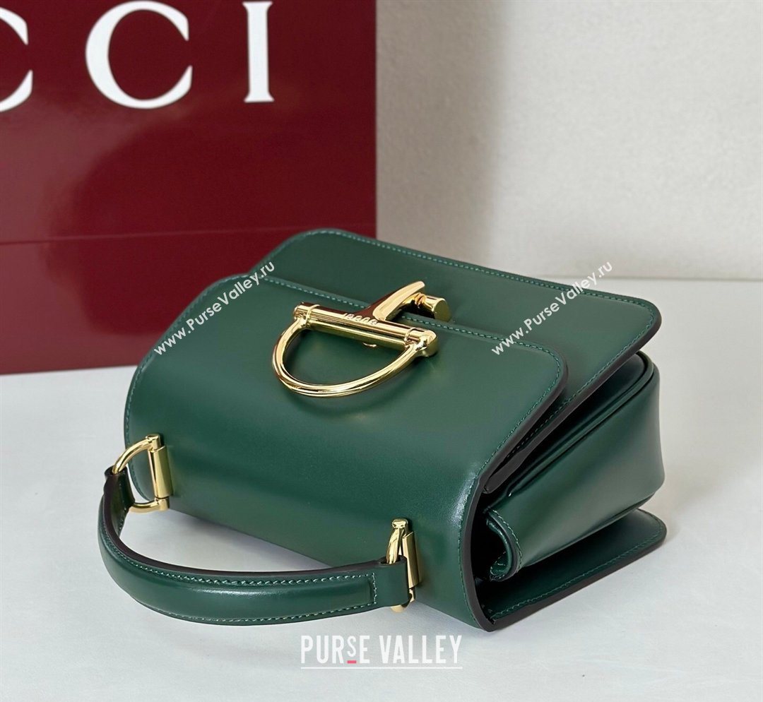 Gucci Siena Leather small top handle bag with Half Horsebit Green 2026 855536 (DLH-260128013)