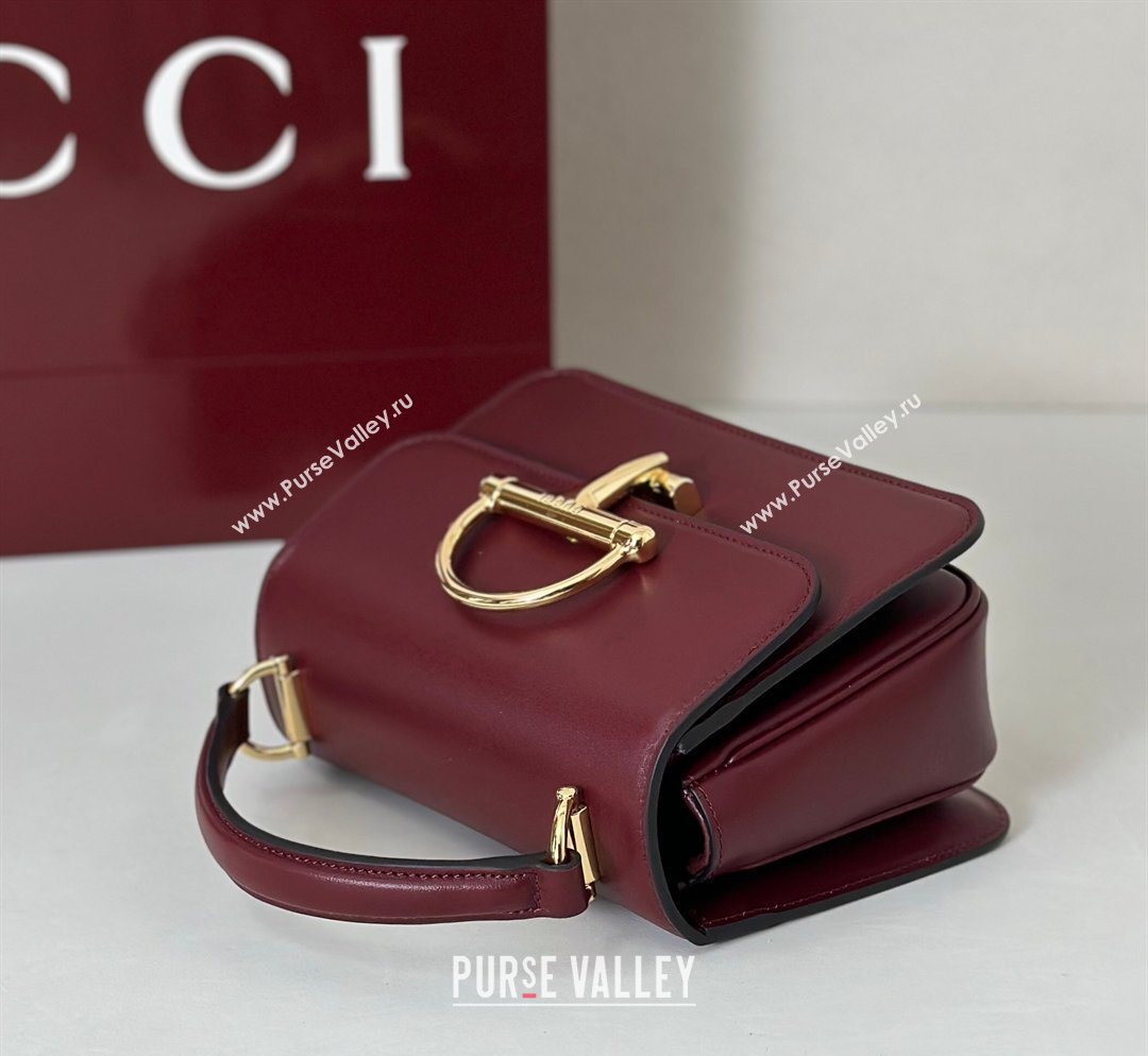 Gucci Siena Leather small top handle bag with Half Horsebit Burgundy 2026 855536 (DLH-260128014)