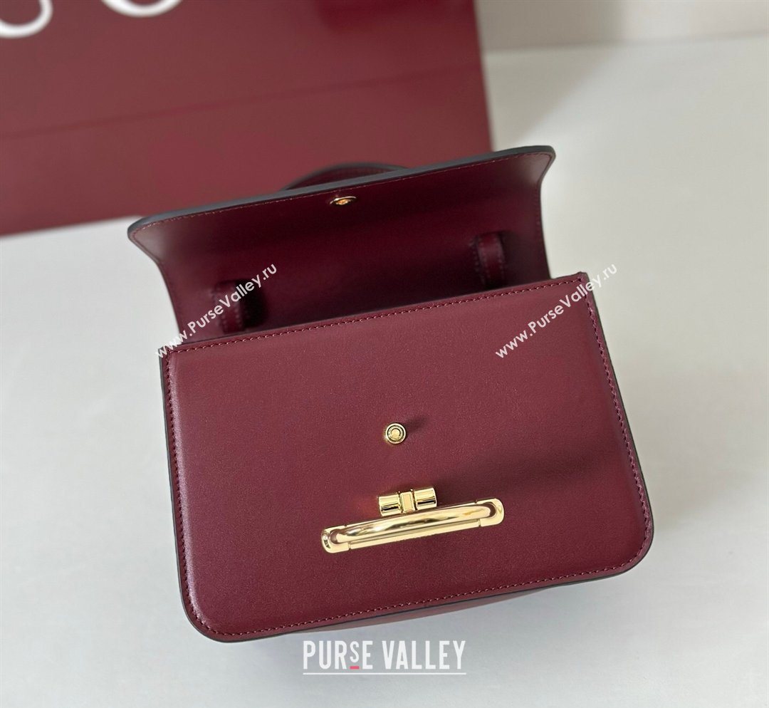 Gucci Siena Leather small top handle bag with Half Horsebit Burgundy 2026 855536 (DLH-260128014)
