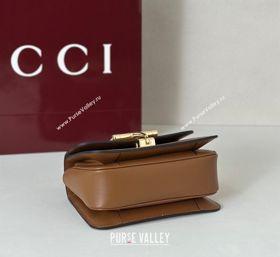 Gucci Siena Leather small top handle bag with Half Horsebit Brown 2026 855536 (DLH-260128015)