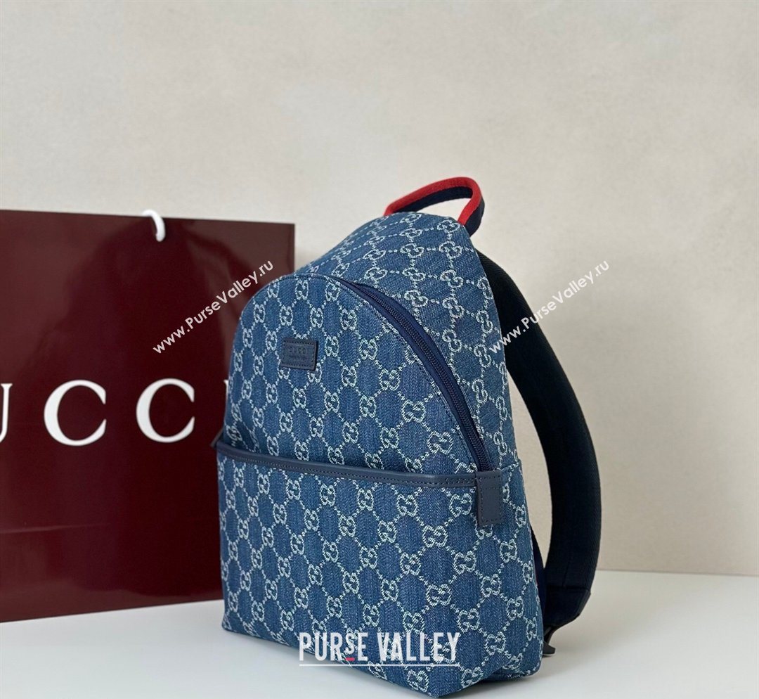 Gucci Childrens GG backpack bag in Blue Denim 2026 782708 (DLH-260128017)