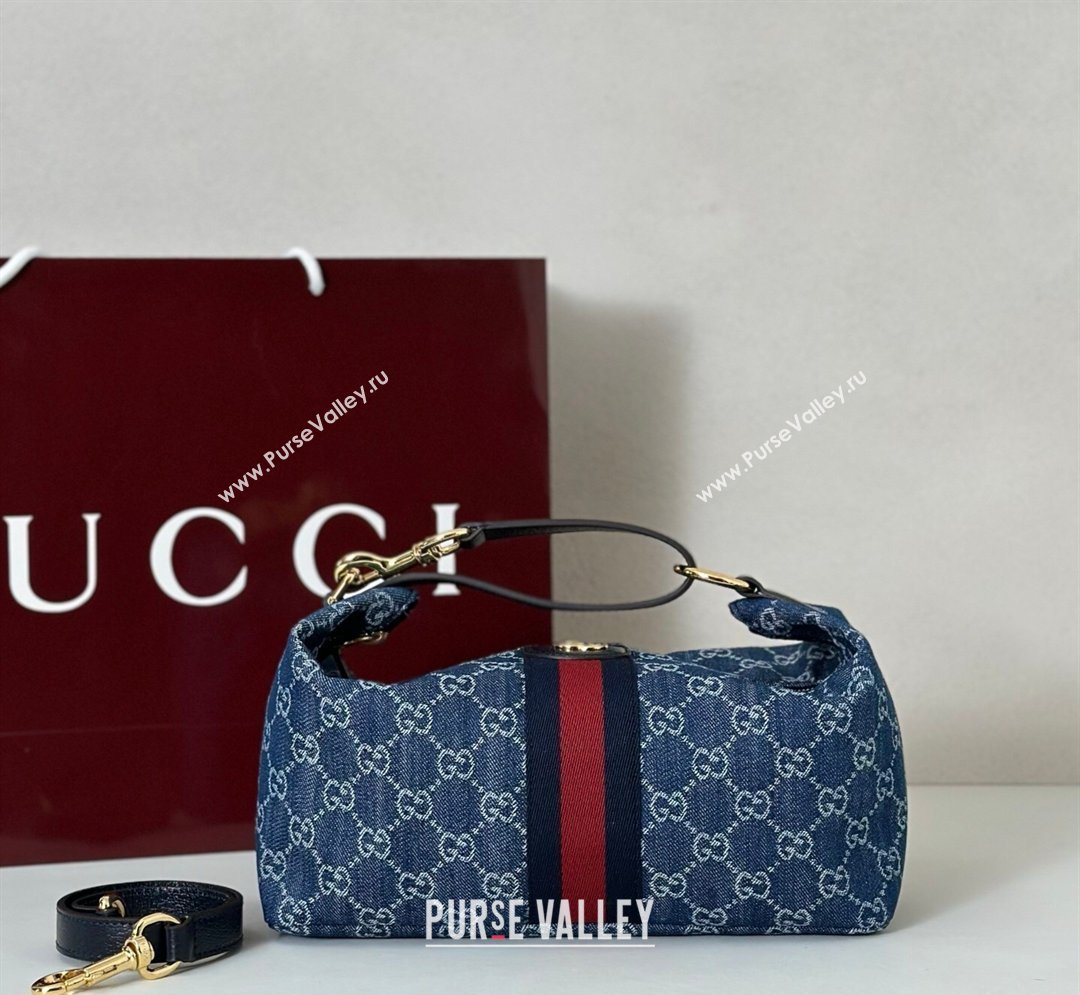 Gucci Vanity medium top handle bag in GG Denim Blue 2026 857799 (DLH-260128020)