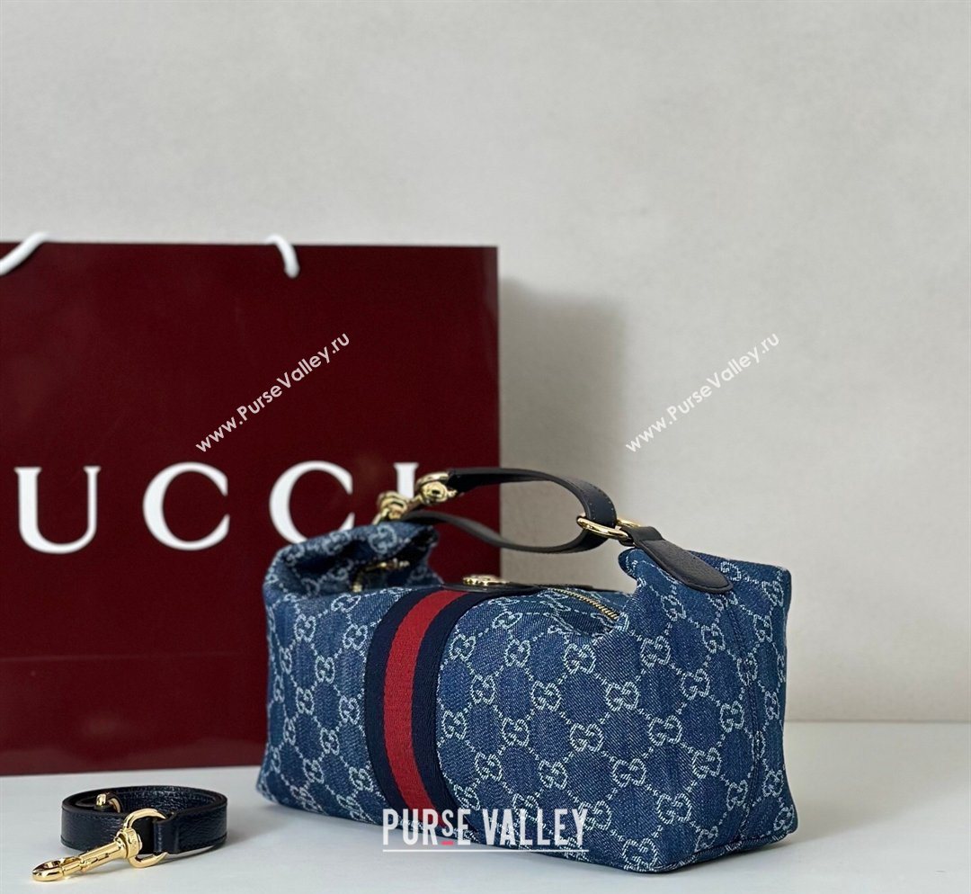 Gucci Vanity medium top handle bag in GG Denim Blue 2026 857799 (DLH-260128020)
