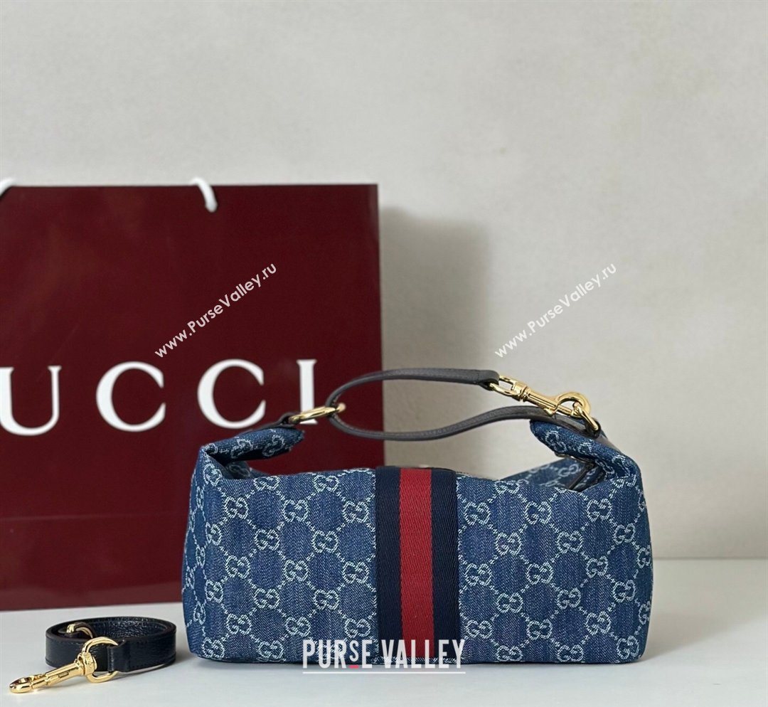 Gucci Vanity medium top handle bag in GG Denim Blue 2026 857799 (DLH-260128020)
