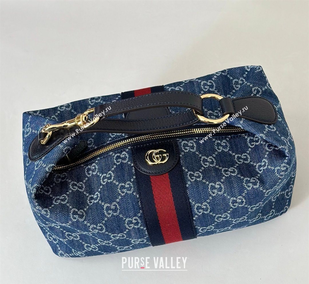 Gucci Vanity medium top handle bag in GG Denim Blue 2026 857799 (DLH-260128020)