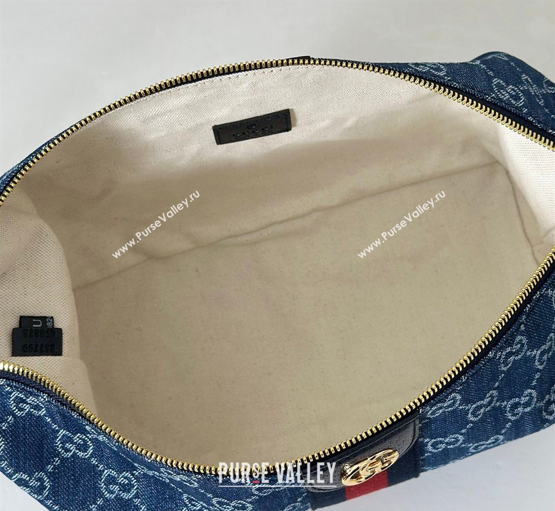 Gucci Vanity medium top handle bag in GG Denim Blue 2026 857799 (DLH-260128020)
