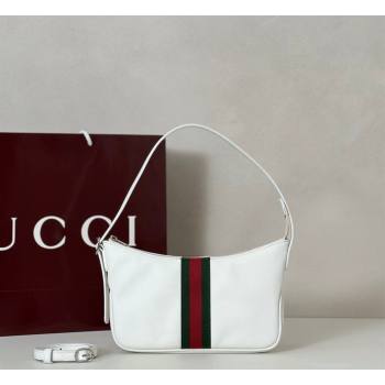 Gucci Lunetta Leather small crossbody bag with web White 2026 863406 (DLH-260128023)