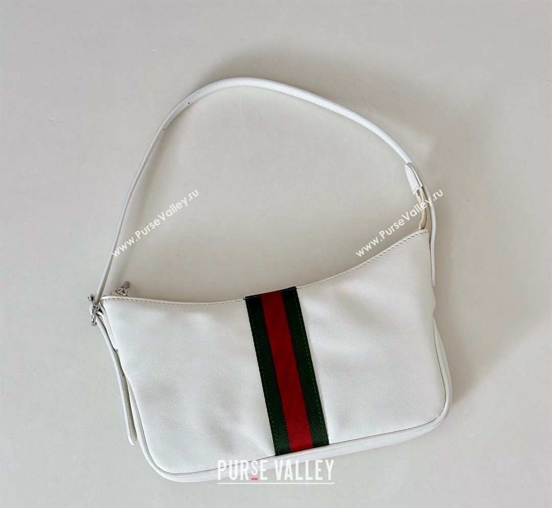 Gucci Lunetta Leather small crossbody bag with web White 2026 863406 (DLH-260128023)