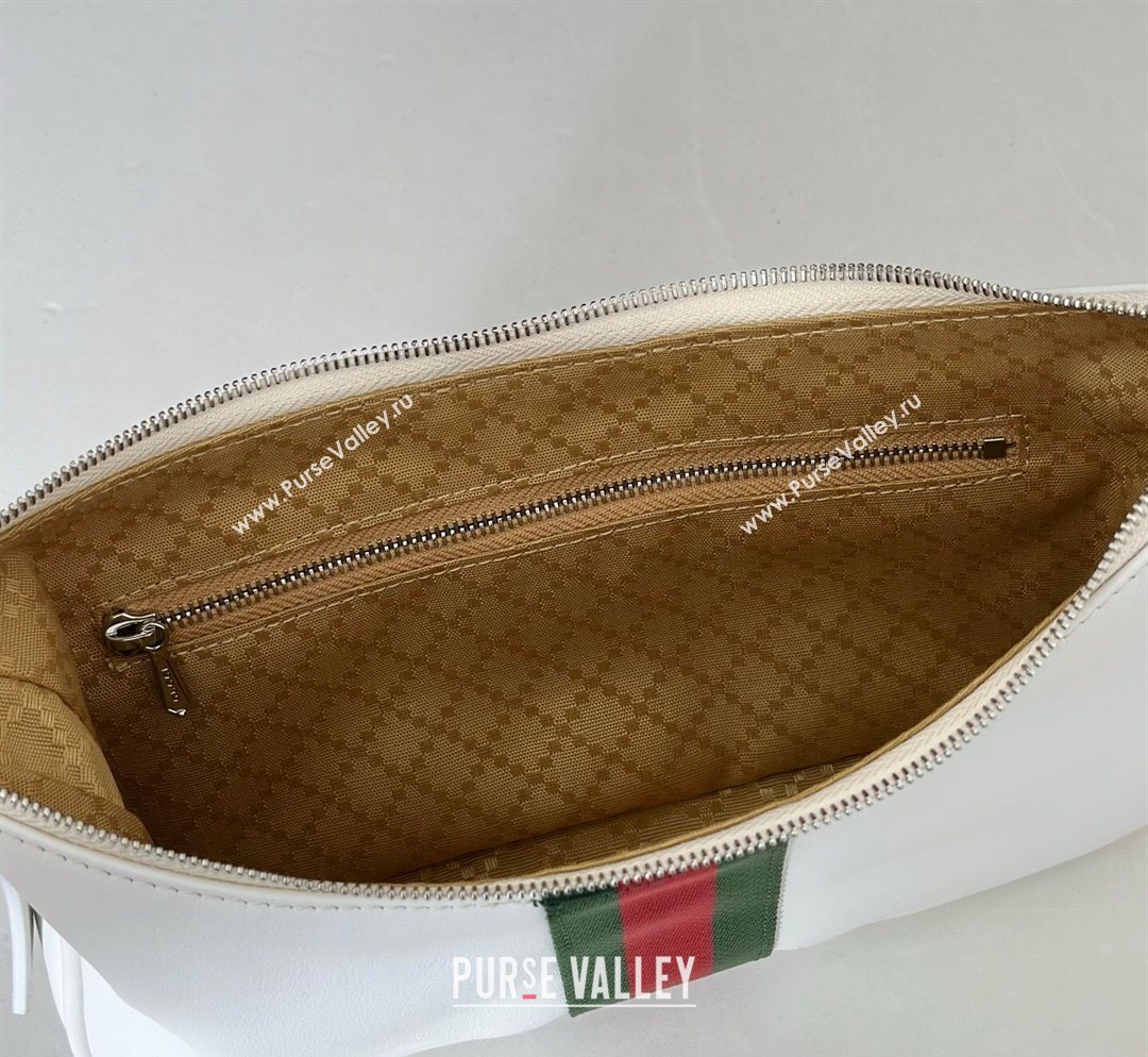 Gucci Lunetta Leather small crossbody bag with web White 2026 863406 (DLH-260128023)