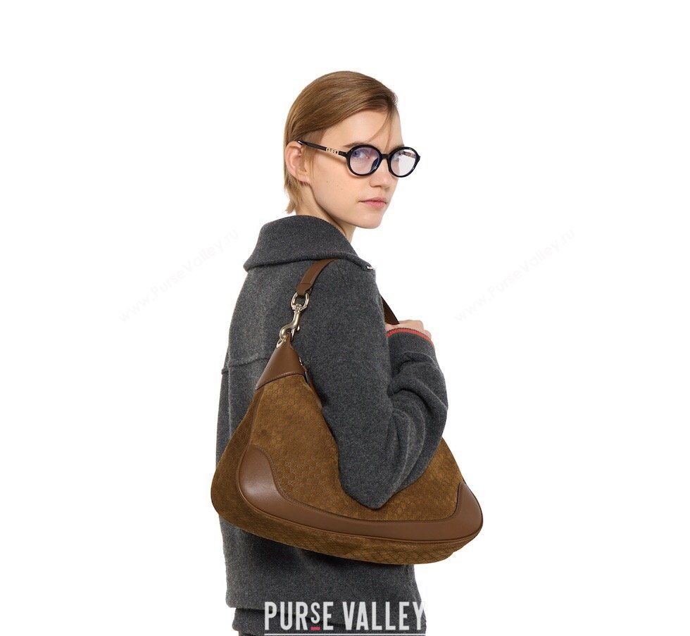 Gucci B medium shoulder bag in Micro GG Suede Brown 2026 855251 (DLH-260128028)