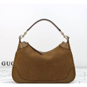 Gucci B medium shoulder bag in Micro GG Suede Brown 2026 855251 (DLH-260128028)