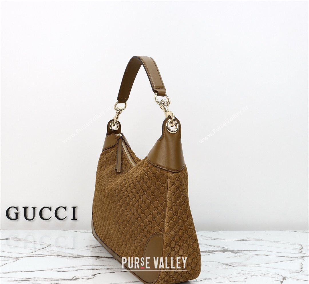 Gucci B medium shoulder bag in Micro GG Suede Brown 2026 855251 (DLH-260128028)