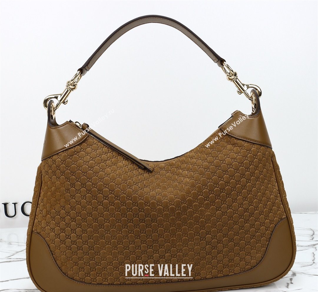 Gucci B medium shoulder bag in Micro GG Suede Brown 2026 855251 (DLH-260128028)