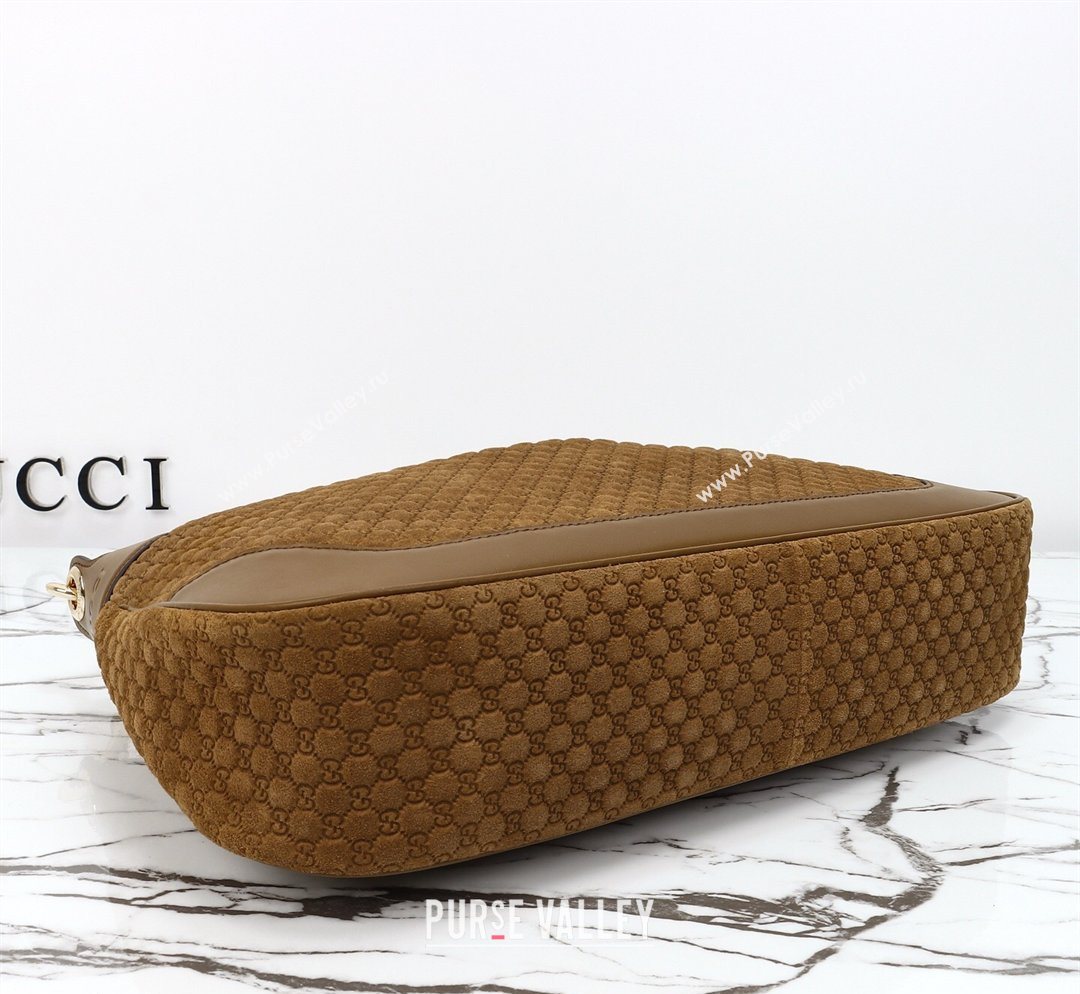 Gucci B medium shoulder bag in Micro GG Suede Brown 2026 855251 (DLH-260128028)