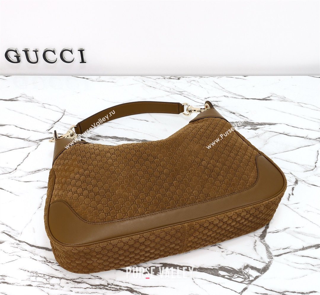 Gucci B medium shoulder bag in Micro GG Suede Brown 2026 855251 (DLH-260128028)