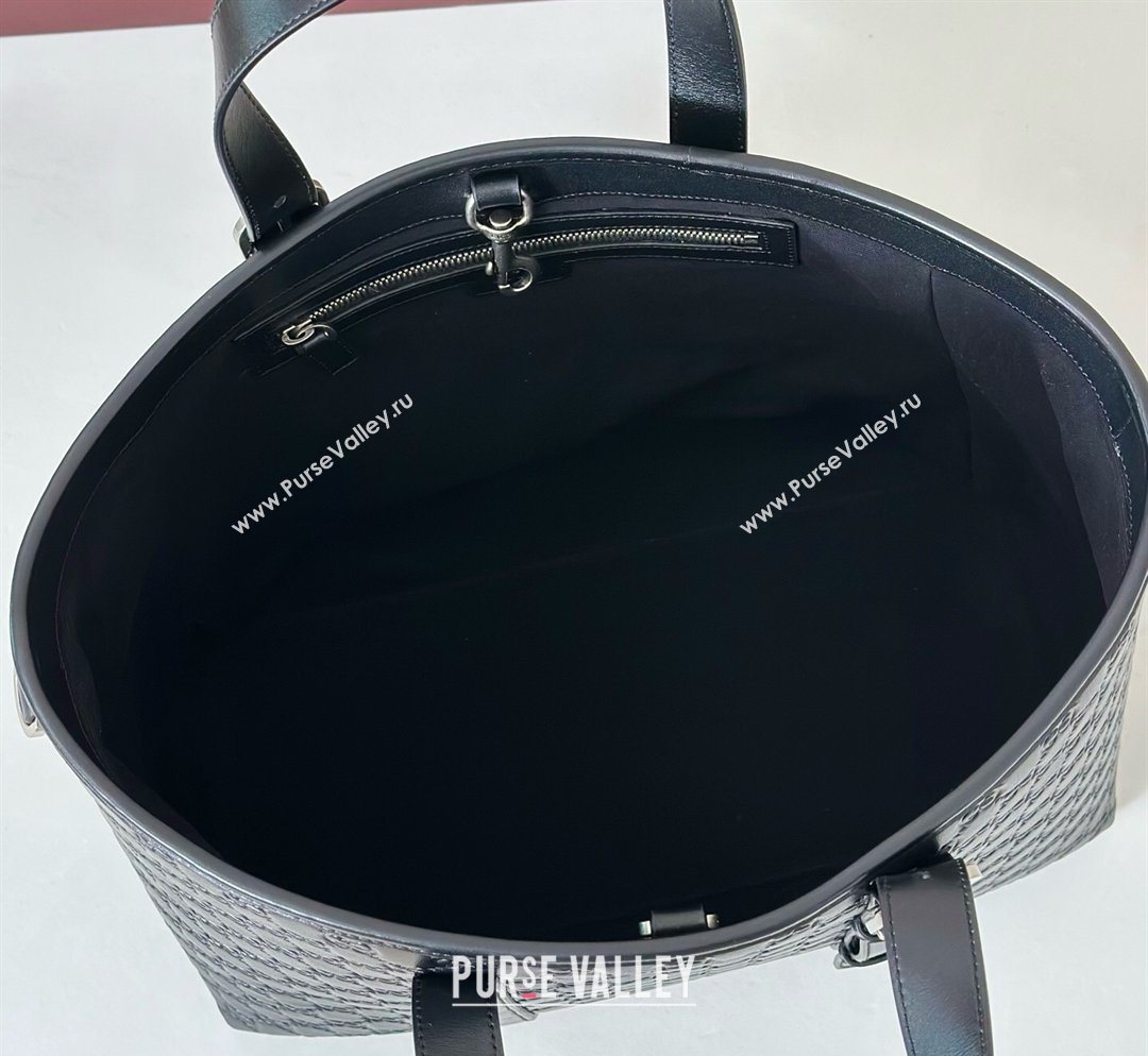 Gucci Mens GG Leather Emblem large tote bag Black 2026 850218 (DLH-260128029)