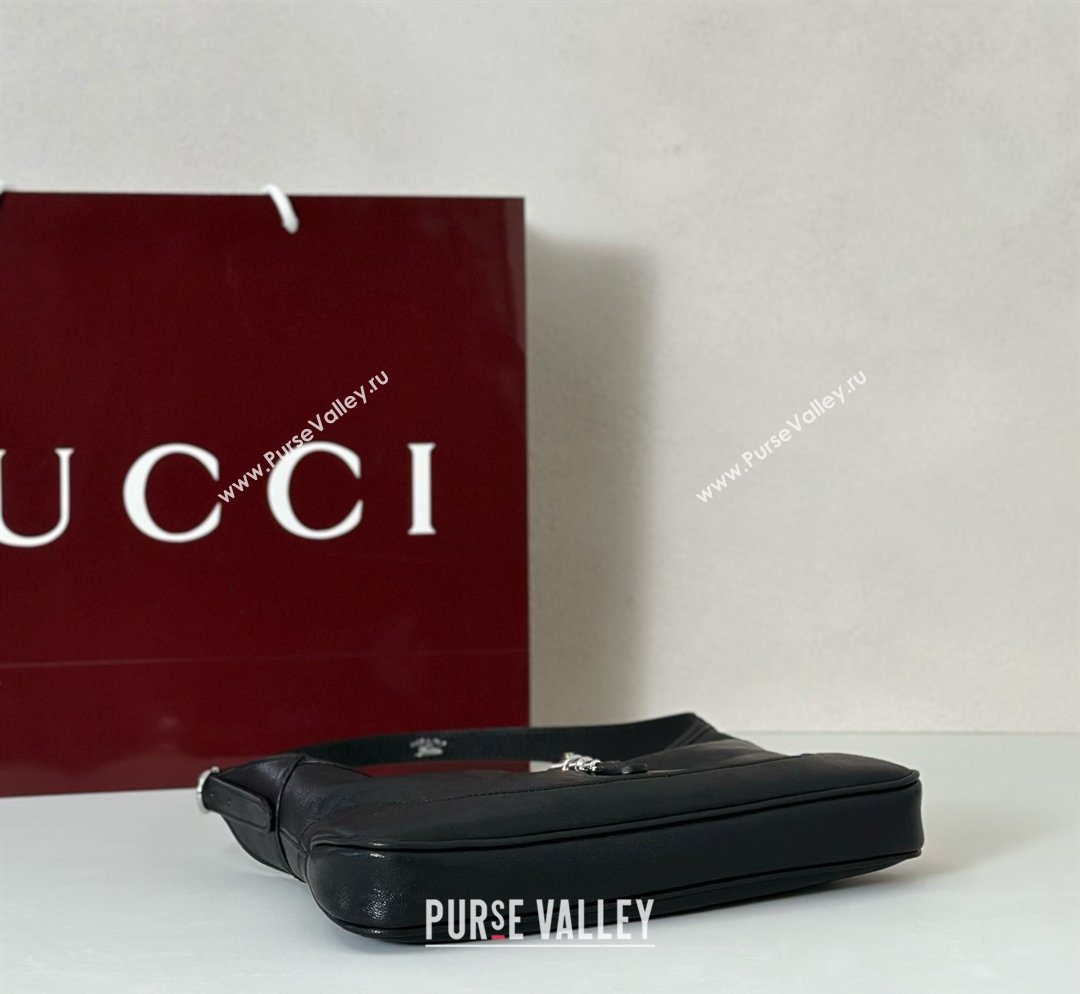Gucci Jackie Slim small shoulder bag in Glossy Grainy Leather Black 2026 863137 (DLH-260128032)
