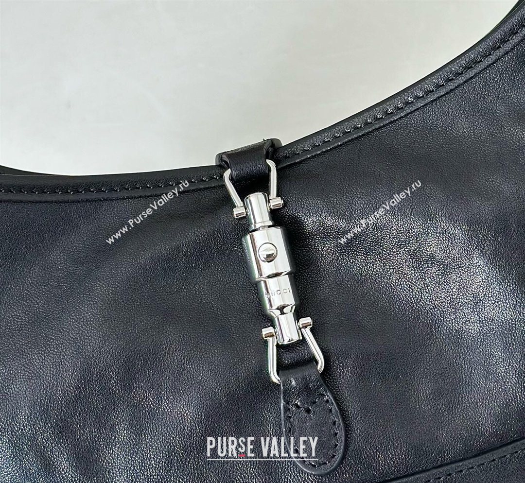 Gucci Jackie Slim small shoulder bag in Glossy Grainy Leather Black 2026 863137 (DLH-260128032)