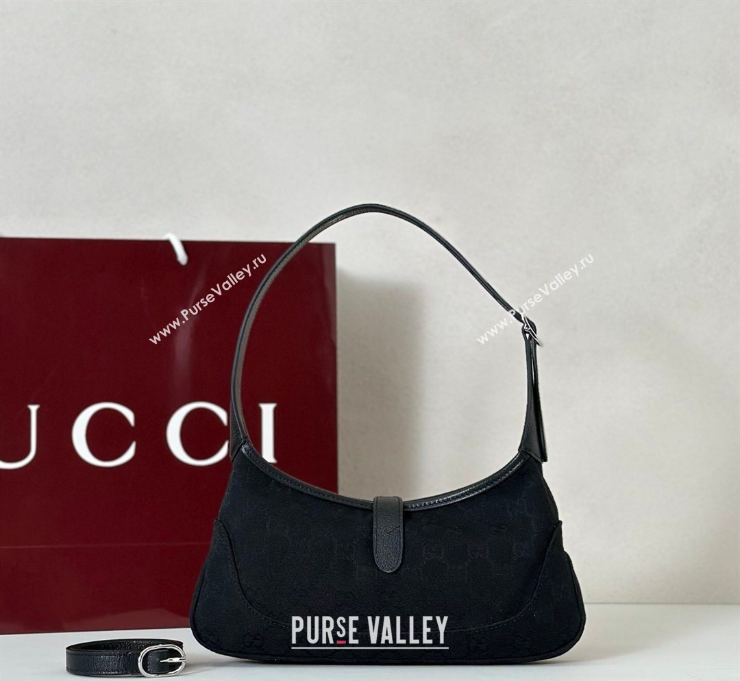 Gucci Jackie Slim small shoulder bag in GG Canvas Black 2026 863137 (DLH-260128031)