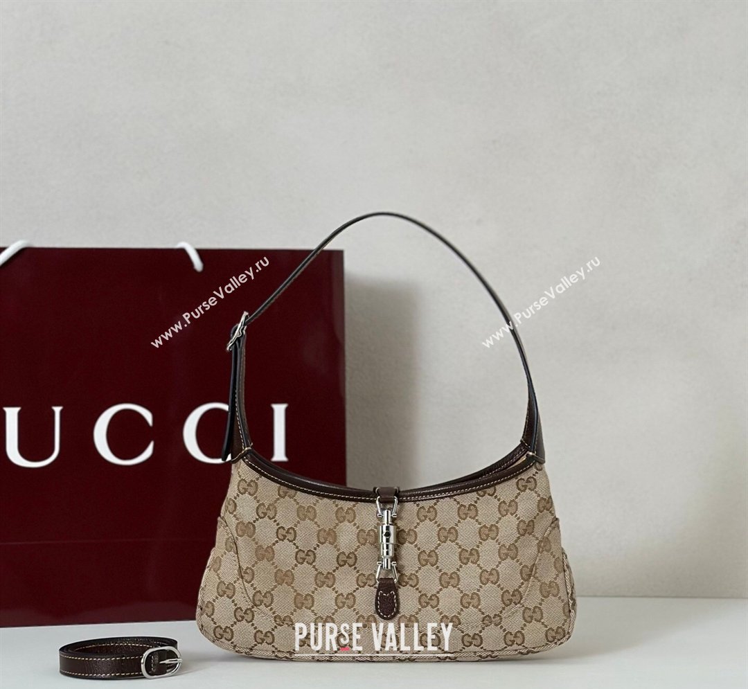 Gucci Jackie Slim small shoulder bag in GG Canvas Sand Beige/Brown 2026 863137 (DLH-260128030)