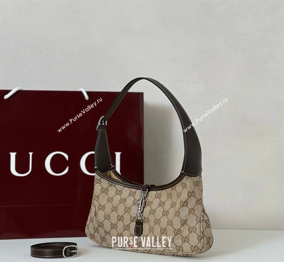 Gucci Jackie Slim small shoulder bag in GG Canvas Sand Beige/Brown 2026 863137 (DLH-260128030)