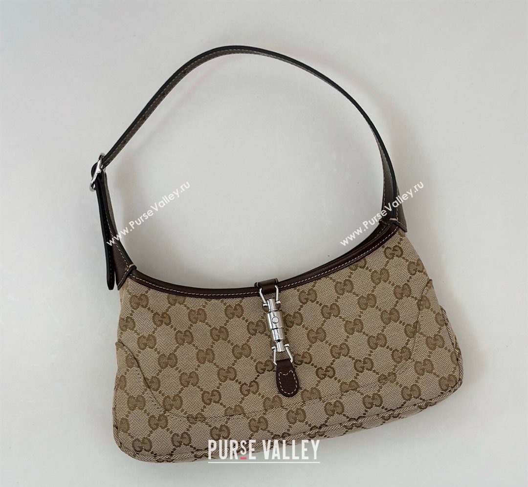 Gucci Jackie Slim small shoulder bag in GG Canvas Sand Beige/Brown 2026 863137 (DLH-260128030)