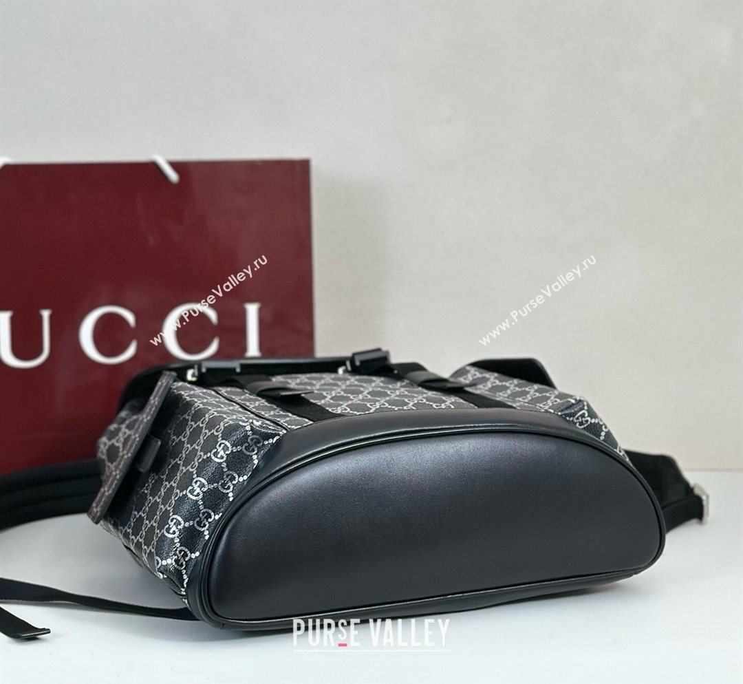 Gucci Mens Ophidia Large Backpack Bag in GG Fabric Black/Silver 2026 ‎839110 (DLH-260127093)