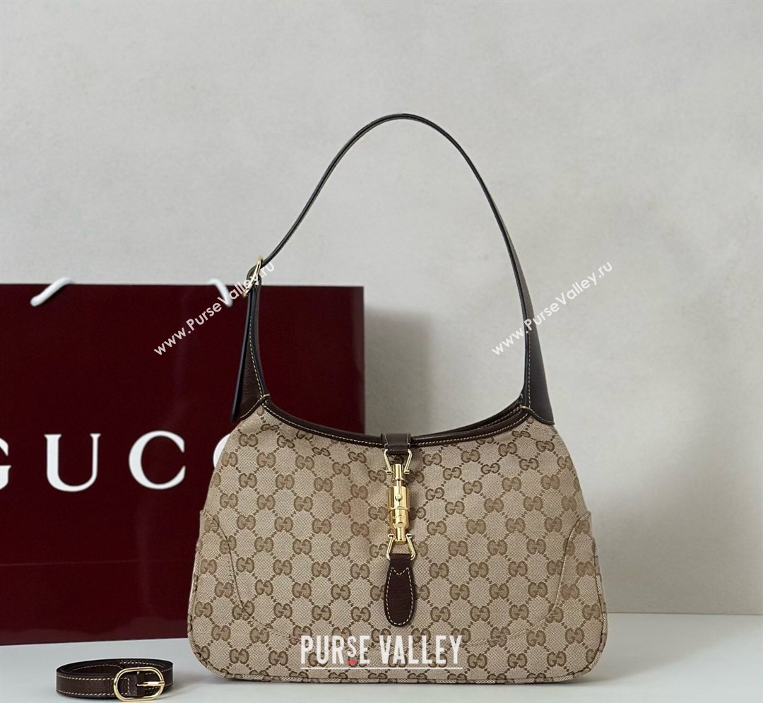 Gucci Jackie Slim medium shoulder bag in GG Canvas Sand Beige/Brown 2026 863136 (DLH-260128033)