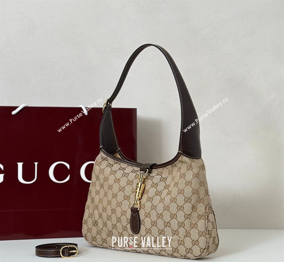 Gucci Jackie Slim medium shoulder bag in GG Canvas Sand Beige/Brown 2026 863136 (DLH-260128033)