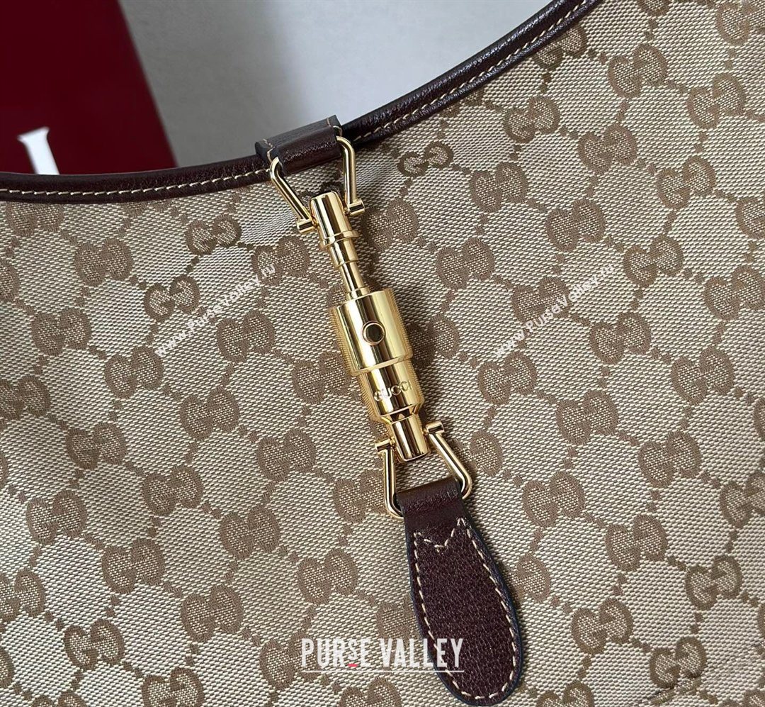 Gucci Jackie Slim medium shoulder bag in GG Canvas Sand Beige/Brown 2026 863136 (DLH-260128033)